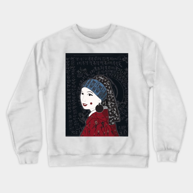 Girl with one earring mystery Crewneck Sweatshirt by LaartStudio